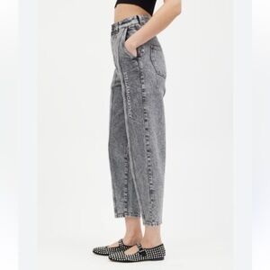 Garage Grey Highrise Pleated Mom Cut Jeans